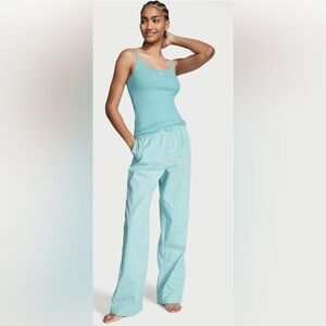 NWT Victoria's Secret Cotton Tank Pajama Set XL in Fountain Blue